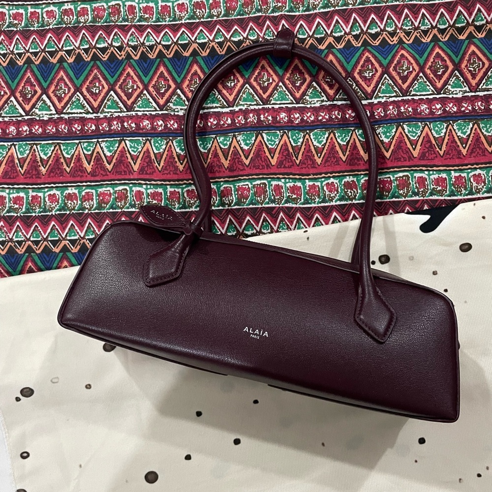 Alaia Burgundy Leather Tote Bag